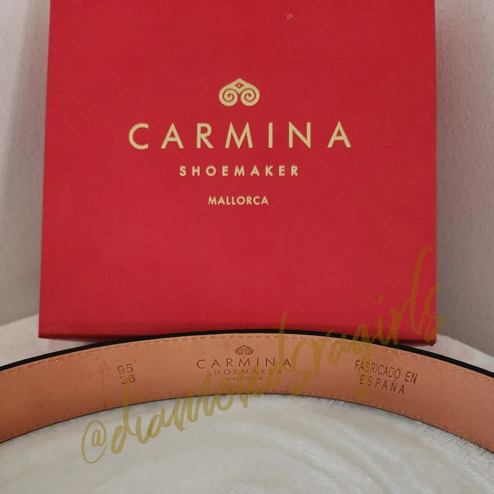 CARMINA Shoemaker Mens Cordovan Leather Belt Black Sz. 38/95 35MM New In Box
